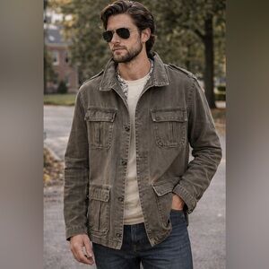 Hurley Military Style Utility Jacket Mens Medium Gray Streetwear Skate Cotton